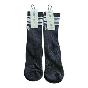 FP Movement Logo Striped Black White Ribbed Tube Socks Sporty